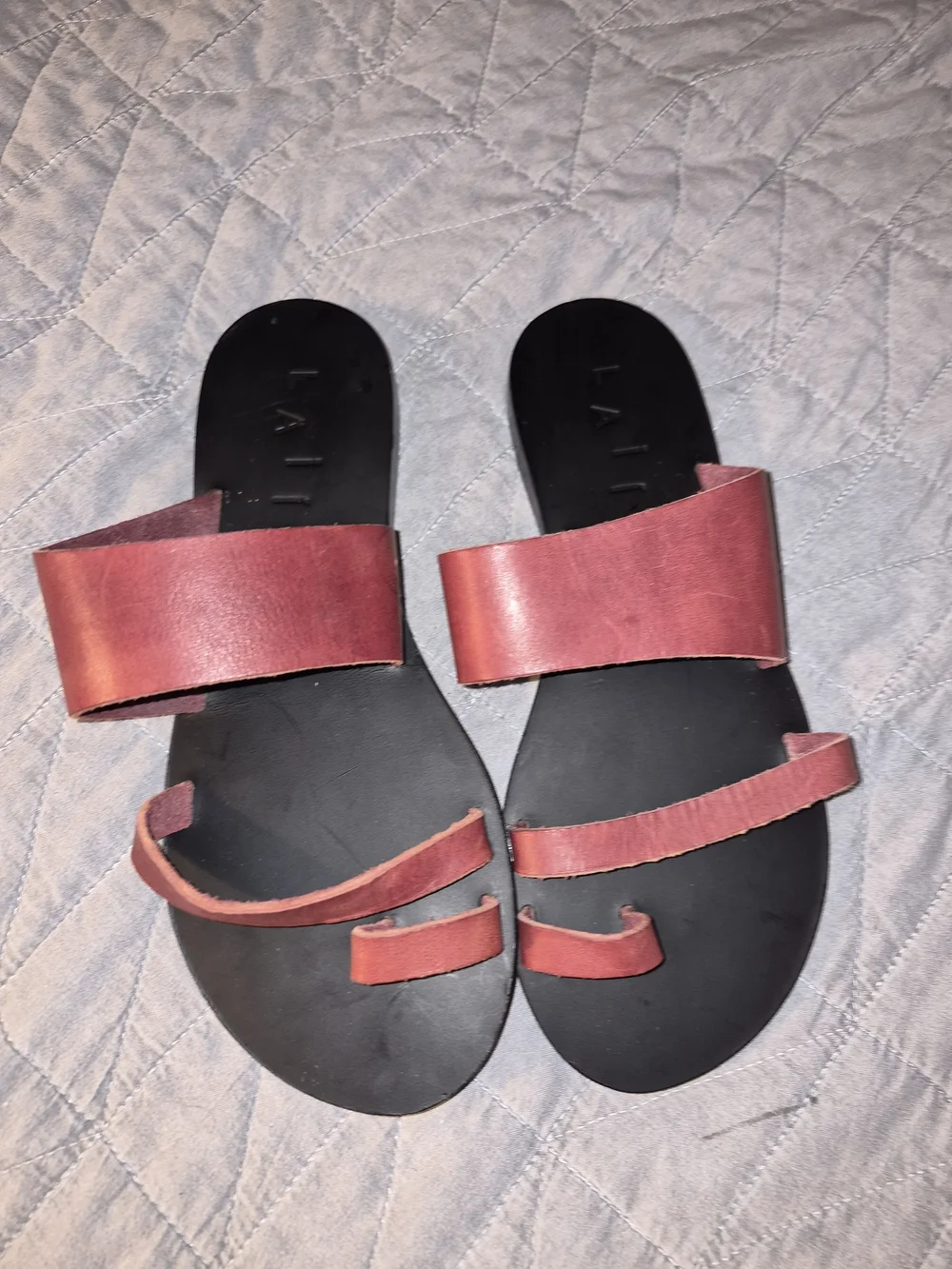 Women’s Strappy Red Slide Sandals - Picture 2 of 4